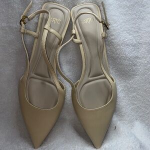 SARTO By Franco Sarto Beige Pointed Toe Slingback Heels